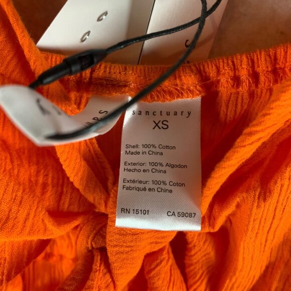 Sanctuary Women's Bow Front Keyhole Cotton Cover-Up Dress Tangerine Size XS NWT - Picture 4 of 11